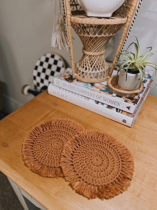 Boho Fringe Coasters | Antique Gold (set of 2)