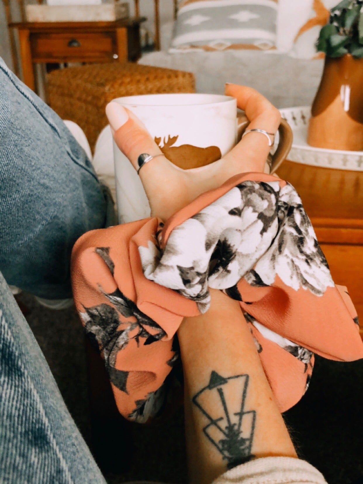 Peach Floral XL Scrunchie