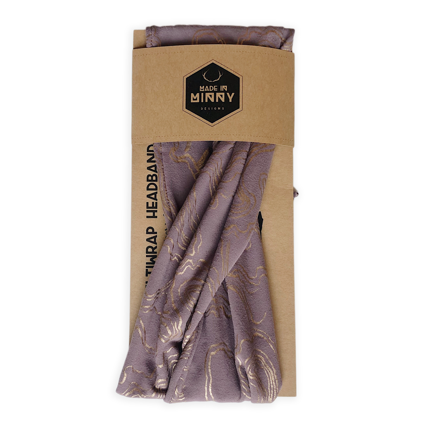 Multiwrap Headband | Dark Mauve + Gold Print