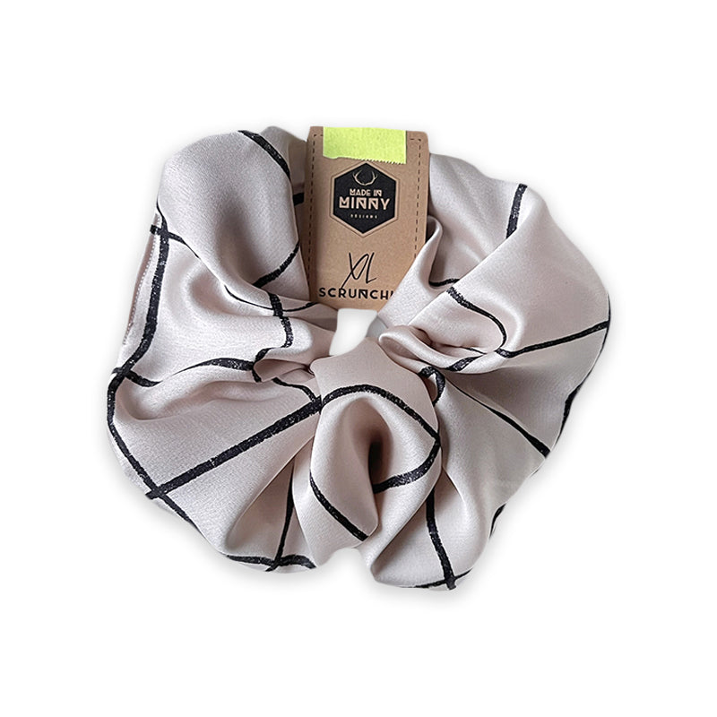 Cream & Black Silky XL Scrunchie