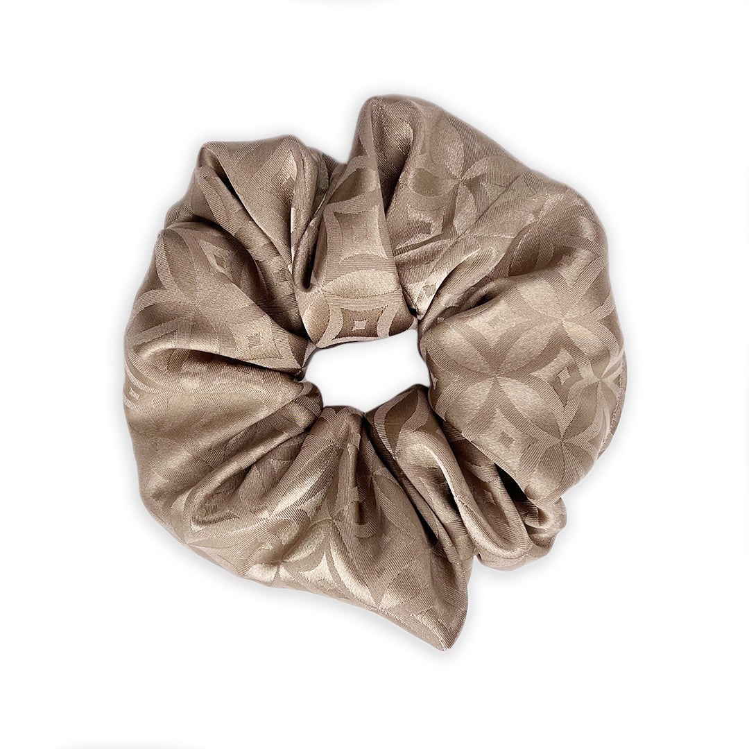 Tan Geometric Silky XL Scrunchie