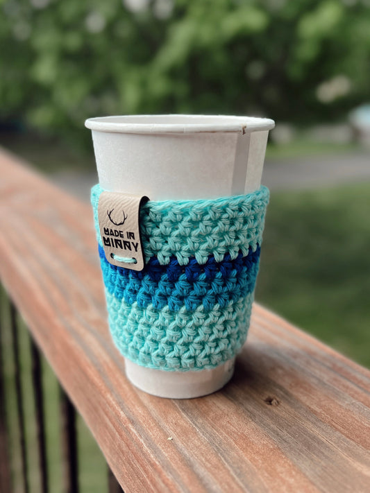 Coffee Cup Sleeve | Summer Stripe | Light Blue Ombré