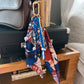 Scarf & Bead Layered Bag Charm | Blue, Purple & Rust - Gold