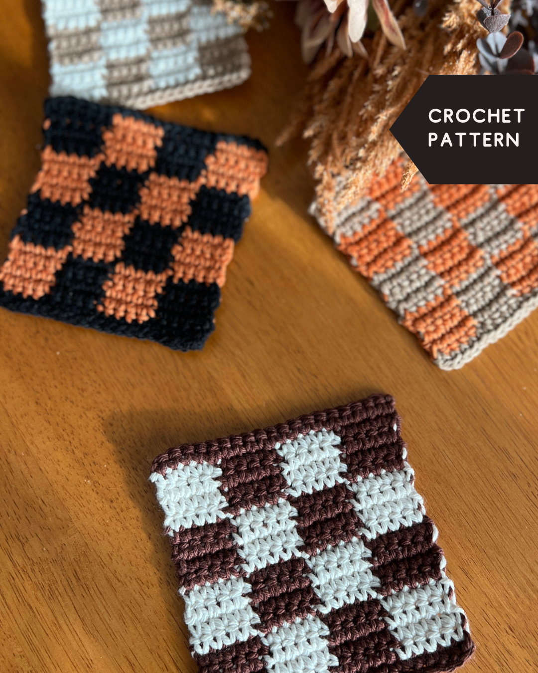 Crochet Pattern: XL Check Coaster