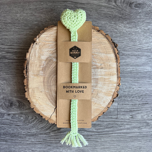 Crochet Heart Bookmark | Pistachio