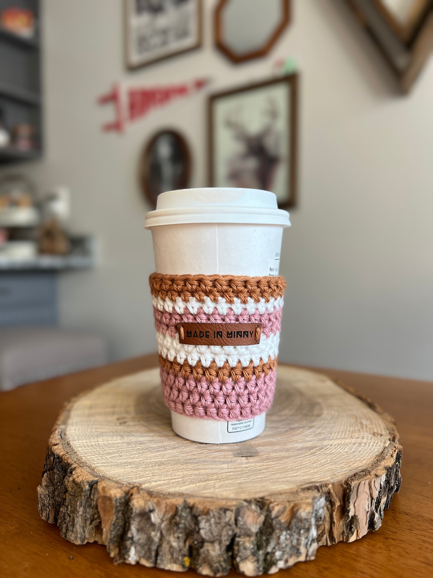 Coffee Cup Sleeve | Pink & Antique Gold