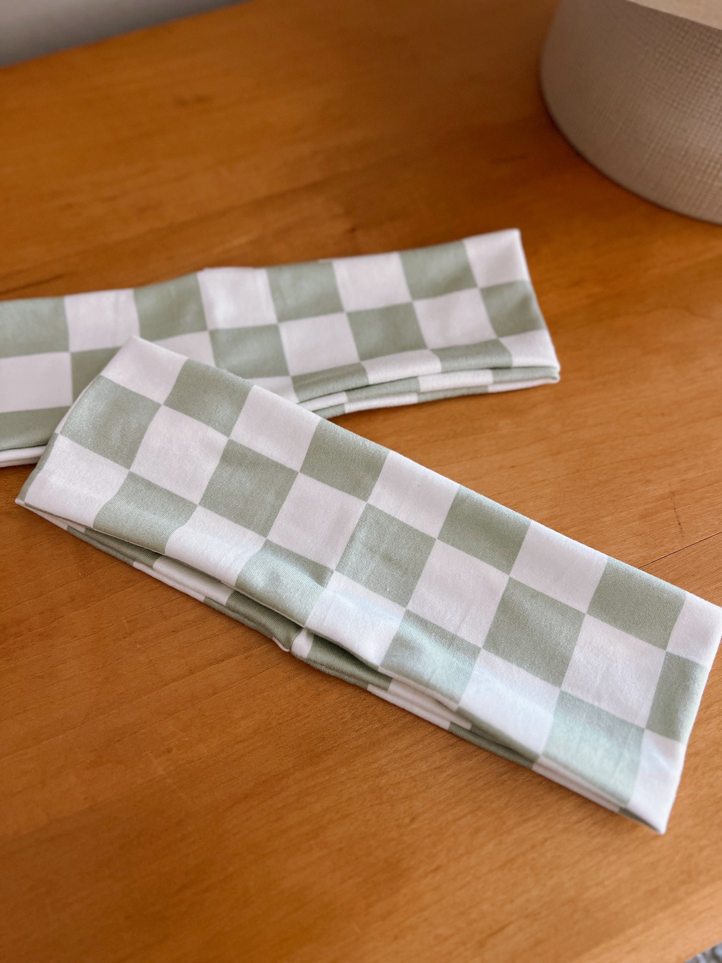 Everyday Tube Headband | Sage & White Checkered