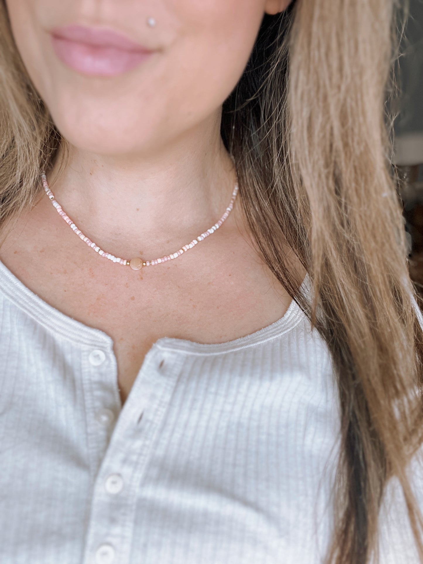 Soft Spring Dainty Beaded Necklace