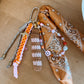 Scarf & Bead Layered Bag Charm | Orange & Pink - Gold