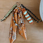 Scarf & Bead Layered Bag Charm | Orange & Brown - Gold