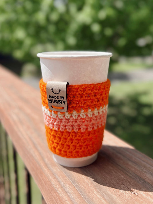 Coffee Cup Sleeve | Summer Stripe | Orange Ombré