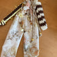 Scarf & Bead Layered Bag Charm | Yellow & Brown - Gold