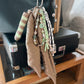 Scarf & Bead Layered Bag Charm | Tan & Pistachio - Silver