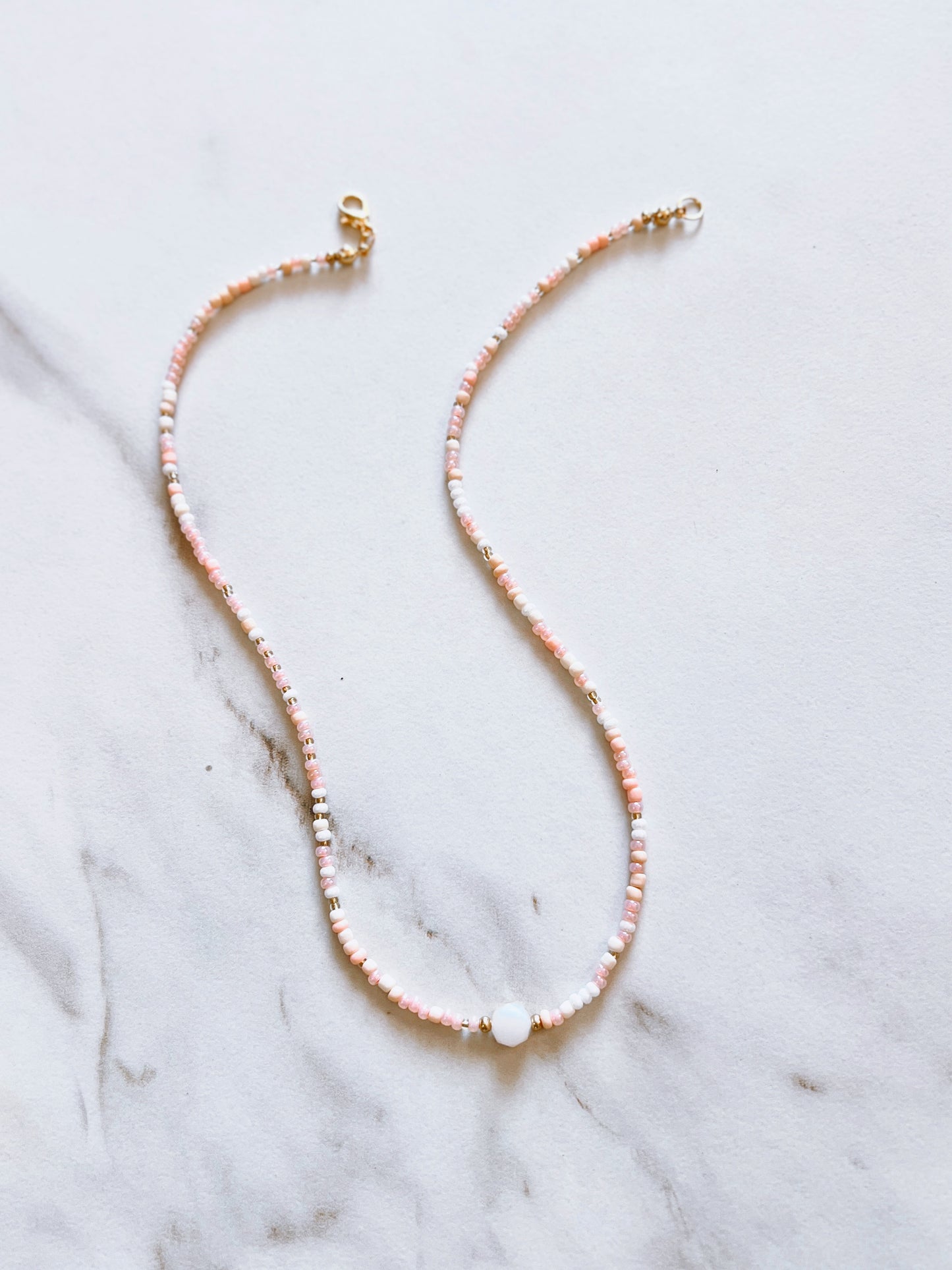 Soft Spring Dainty Beaded Necklace