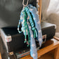 Scarf & Bead Layered Bag Charm | Blue & Green - Silver