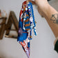 Scarf & Bead Layered Bag Charm | Blue, Purple & Rust - Gold