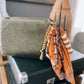 Scarf & Bead Layered Bag Charm | Orange & Brown - Gold