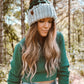 Waffle Fold Beanie | 3-Tone Gray, Forest Green & Brown