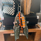 Scarf & Bead Layered Bag Charm | Olive & Orange - Silver