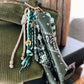 Scarf & Bead Layered Bag Charm | Green & Seafoam - Gold