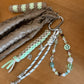 Scarf & Bead Layered Bag Charm | Tan & Pistachio - Silver