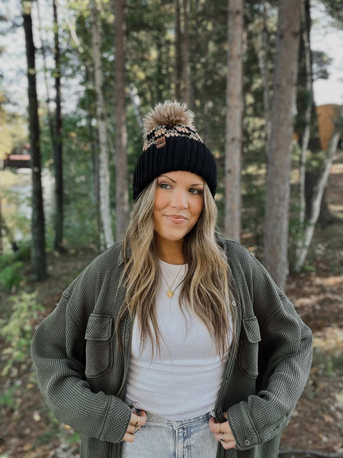 Wild Plaid Beanie | Black, Olive & Tan