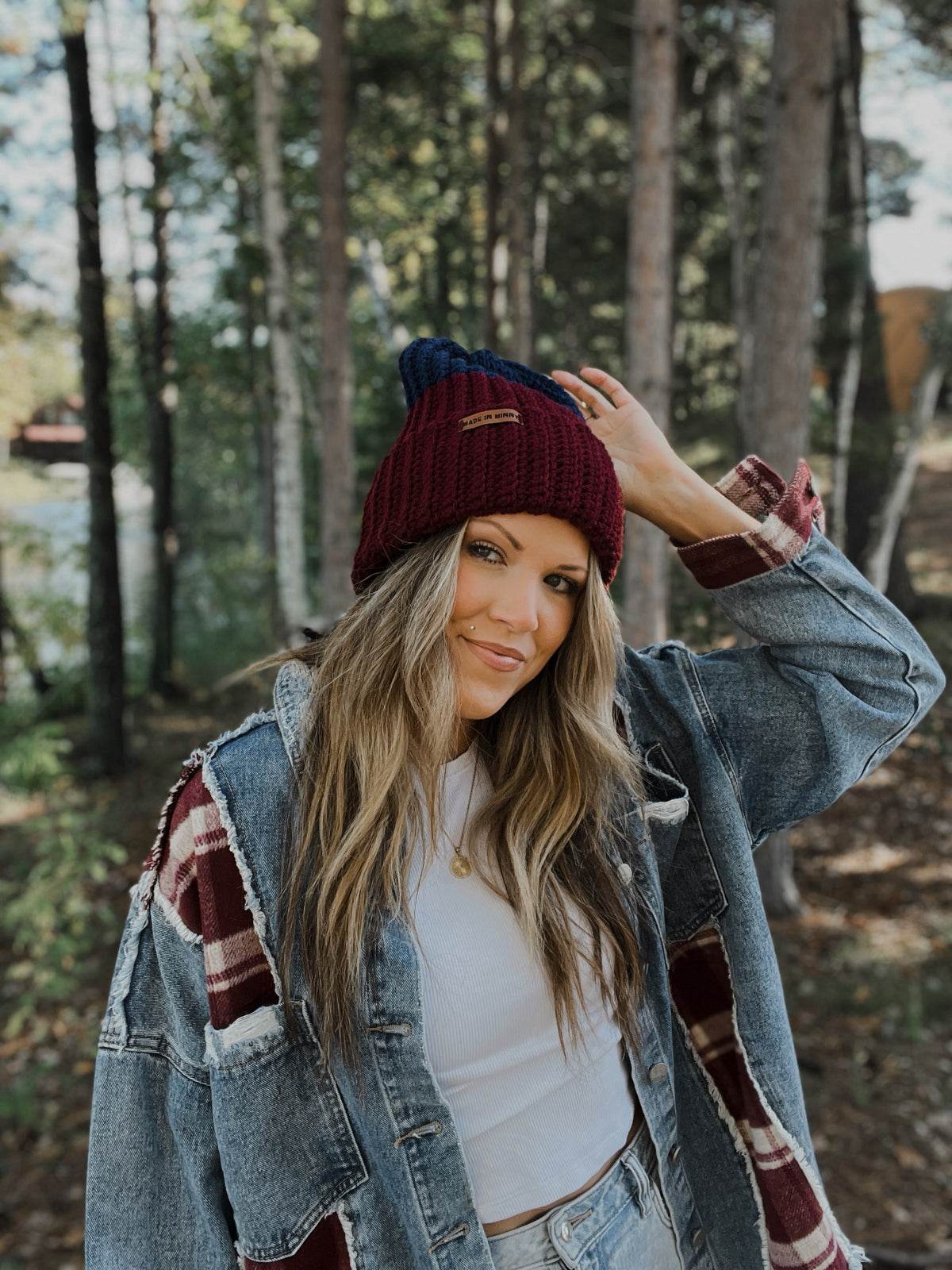 Cloudfold Classic Beanie | Burgundy & Navy Colorblock