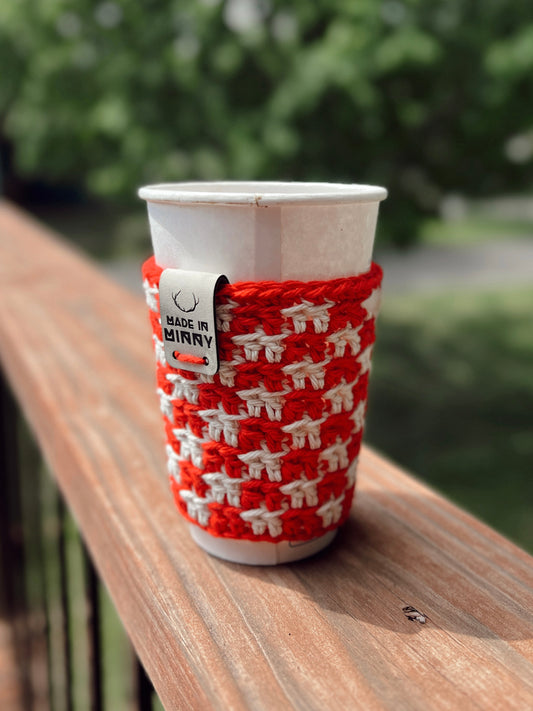 Check Coffee Cup Sleeve | Red & White