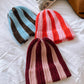 Double Brim Beanie | Stripey Pink & Red