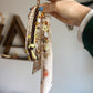 Scarf & Bead Layered Bag Charm | Yellow & Brown - Gold