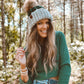 Waffle Fold Beanie | 3-Tone Gray, Forest Green & Brown