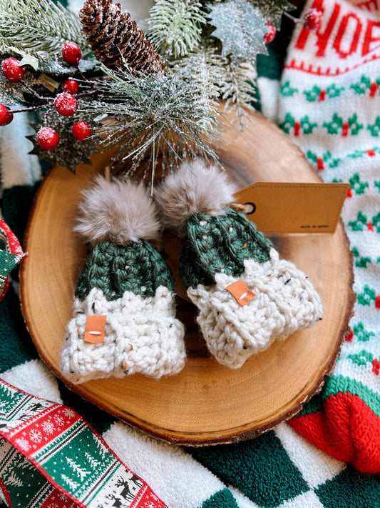2-Tone Fold Chunky Beanie Christmas Ornaments (set of 2)