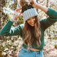 Waffle Fold Beanie | 3-Tone Gray, Forest Green & Brown