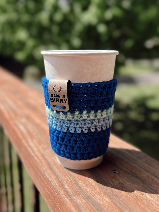 Coffee Cup Sleeve | Summer Stripe | Dark Blue Ombré