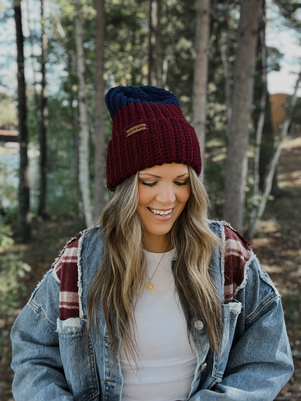 Cloudfold Classic Beanie | Burgundy & Navy Colorblock