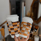 Coffee Cup Sleeve | Tan, Orange, Cream Plaid