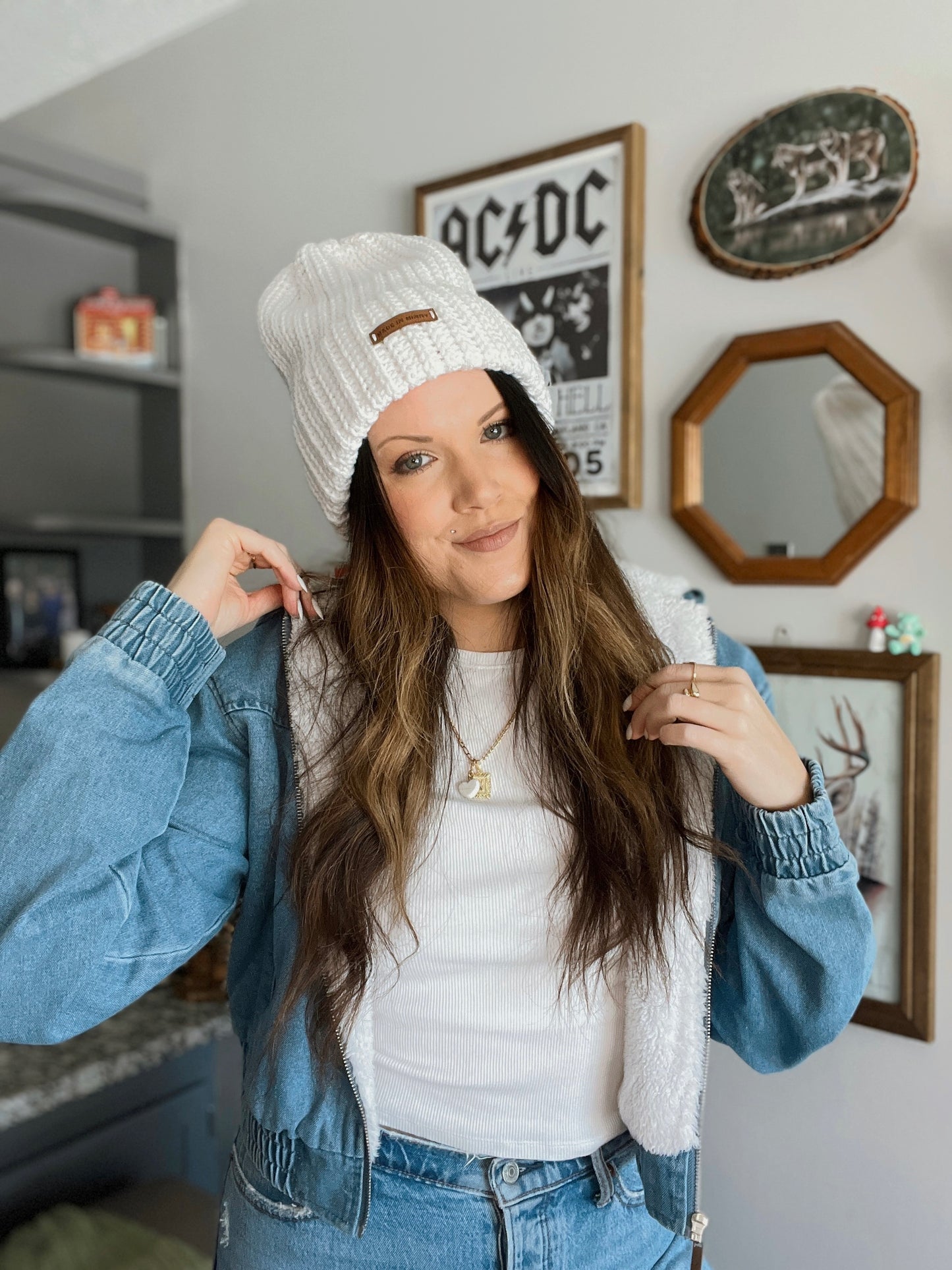 Double Brim Beanie | Antique White