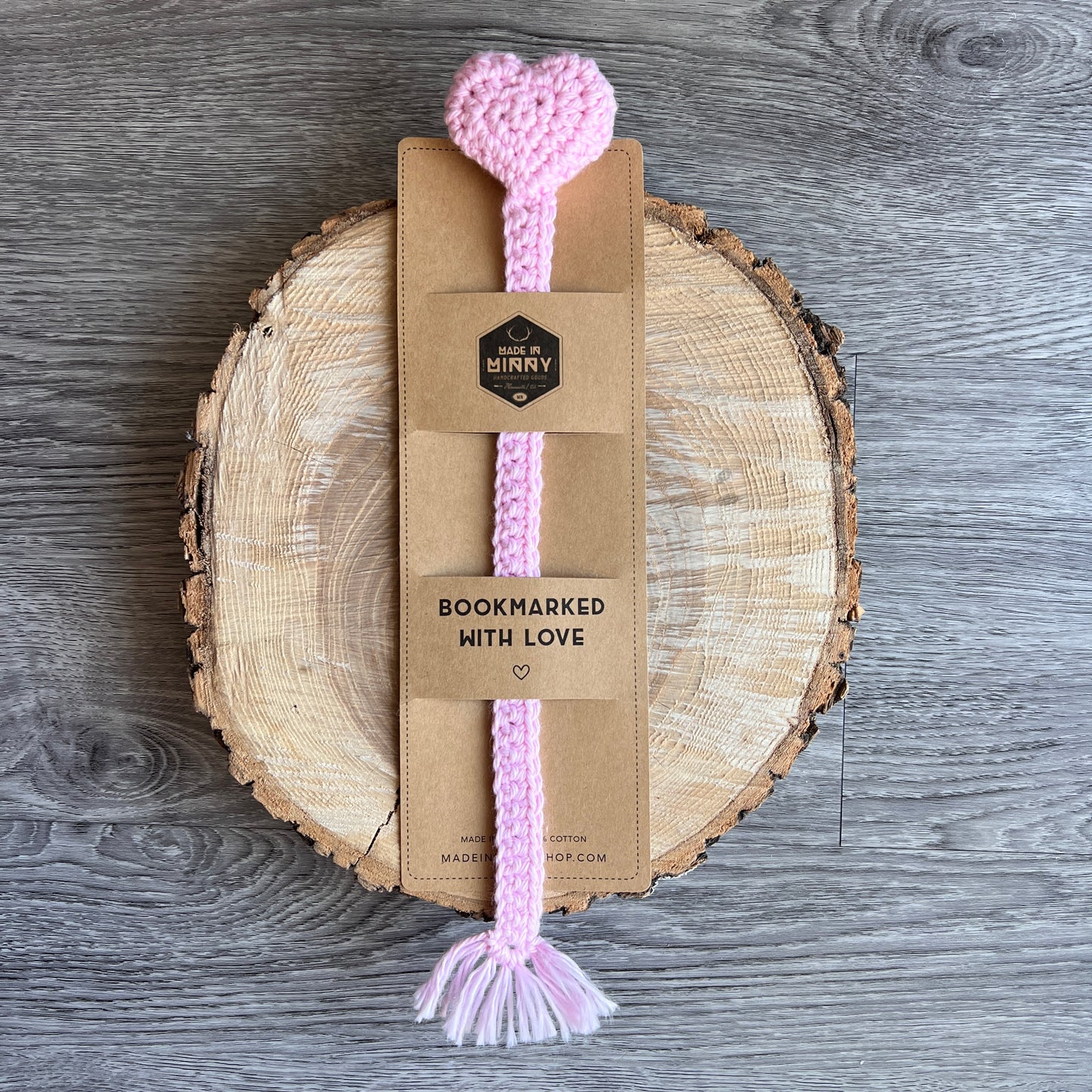 Crochet Heart Bookmark | Pink