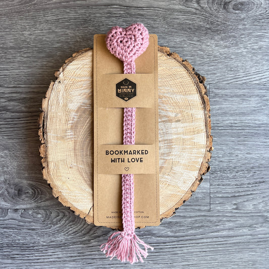 Crochet Heart Bookmark | Dark Blush