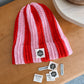 Double Brim Beanie | Stripey Pink & Red