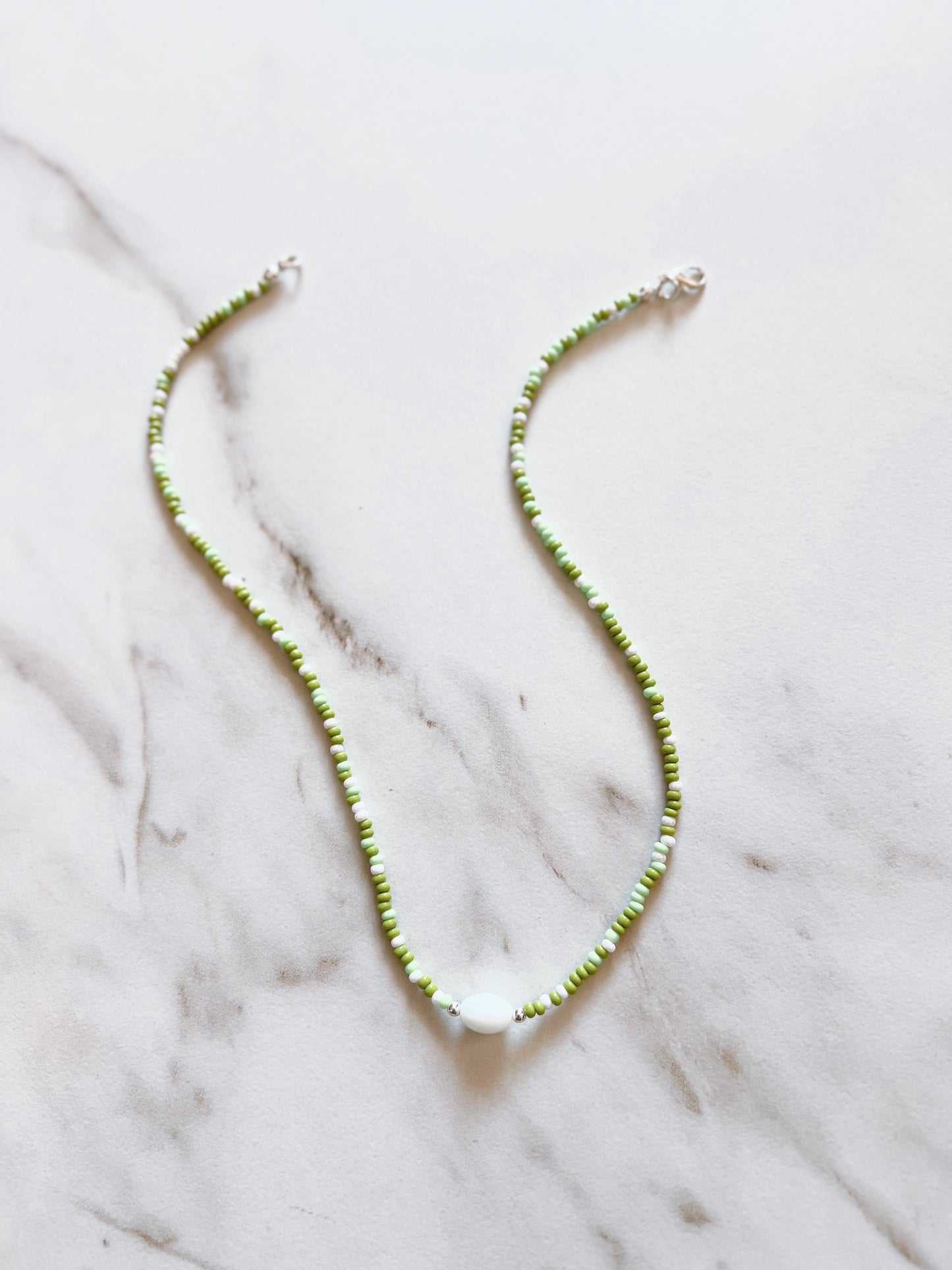 Evergreen Dainty Beaded Necklace