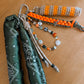 Scarf & Bead Layered Bag Charm | Olive & Orange - Silver