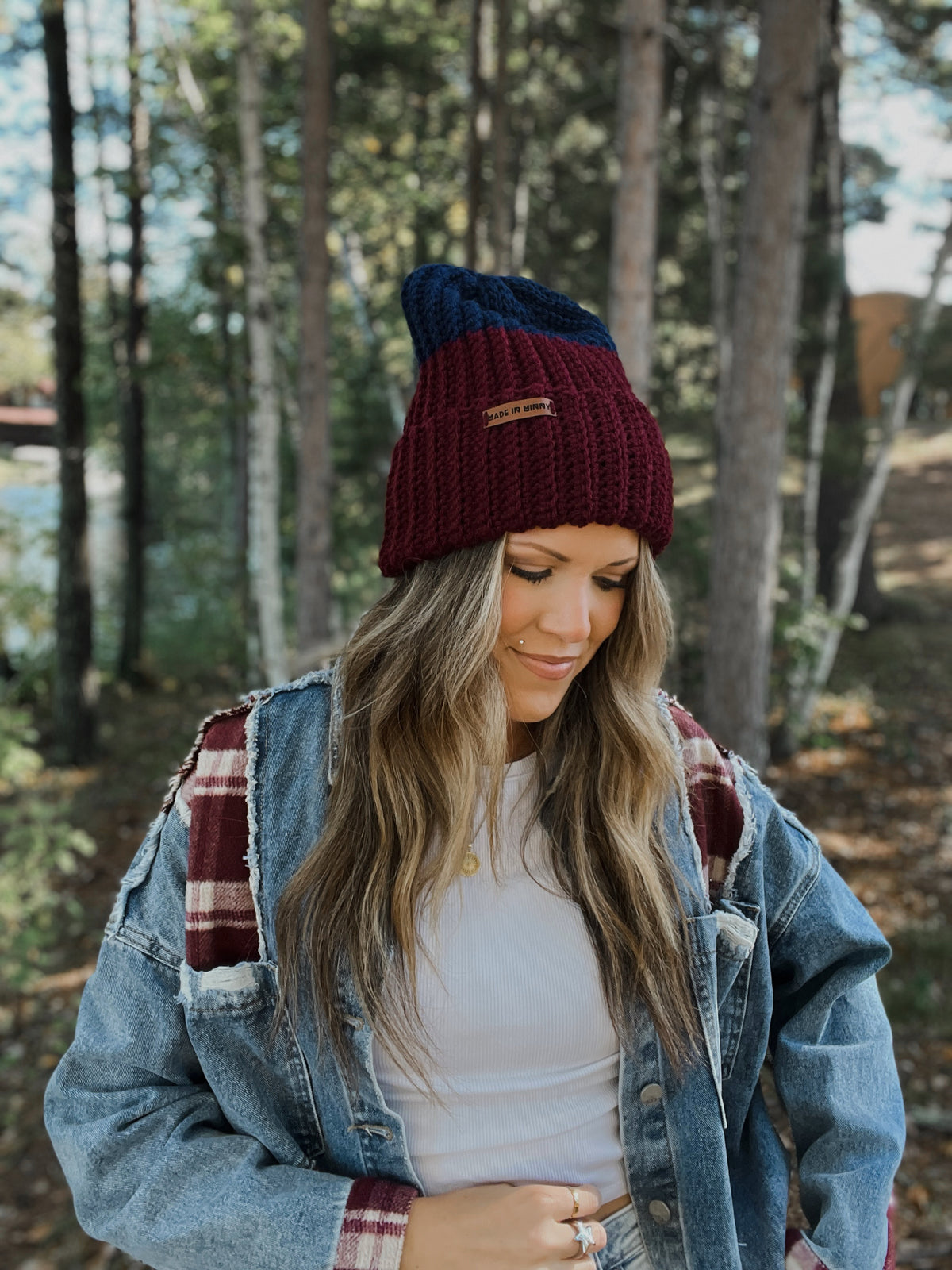 Cloudfold Classic Beanie | Burgundy & Navy Colorblock