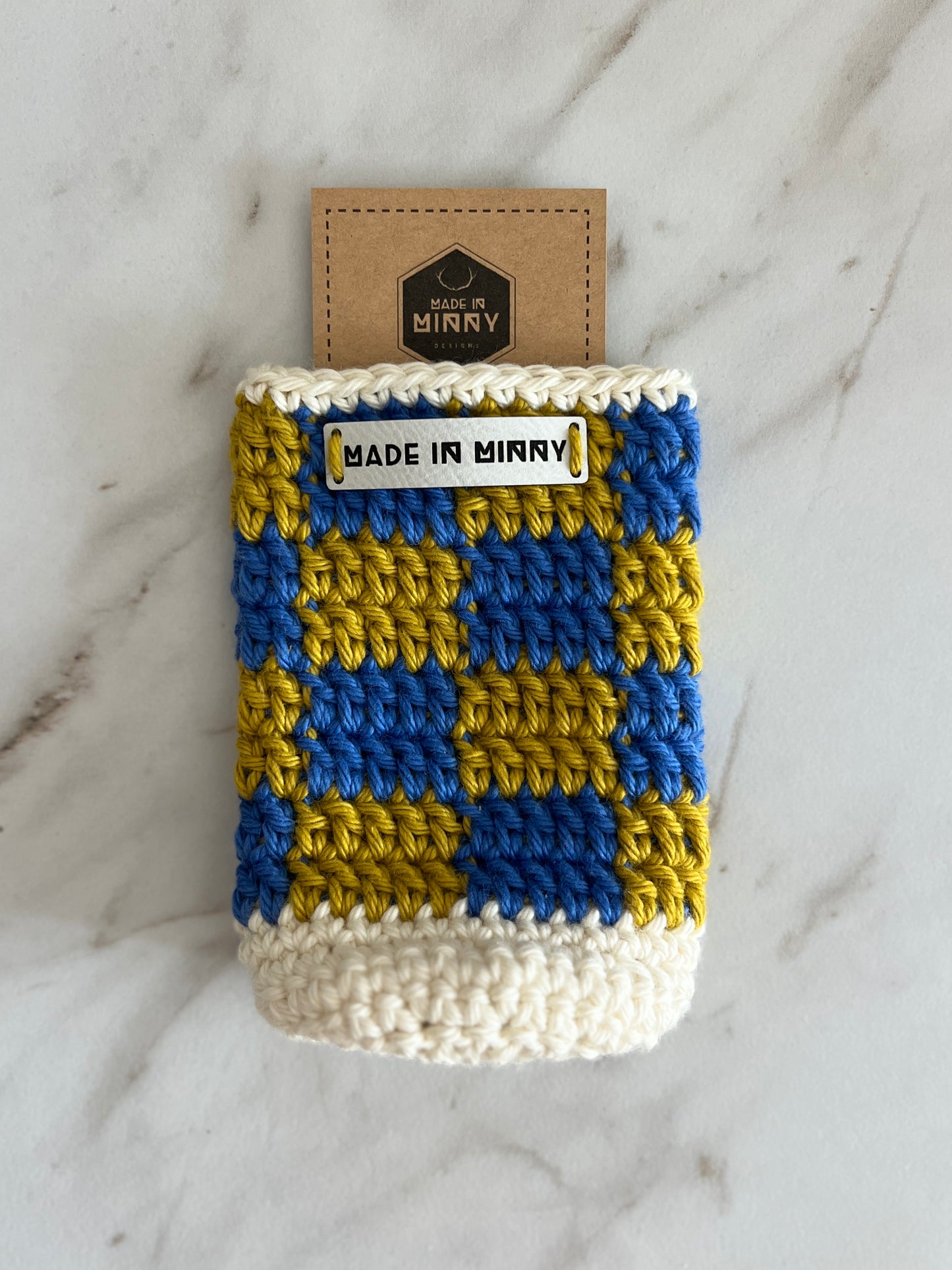 Check Can Coozie (Royal & Pear)