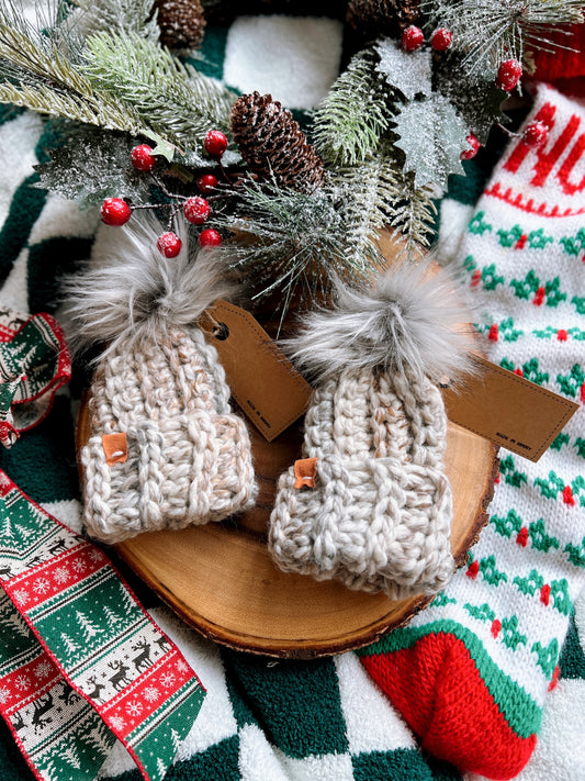 XL Neutral Fold Beanie Christmas Ornaments (set of 2)