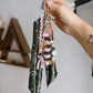 Scarf & Bead Layered Bag Charm | Olive & Pink - Gold
