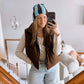 Double Brim Beanie | Stripey Baby Blue & Brown