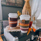 Coffee Cup Sleeve | Olive, Orange, Burgundy Stripe