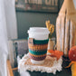 Coffee Cup Sleeve | Forest, Orange, Burgundy Stripe