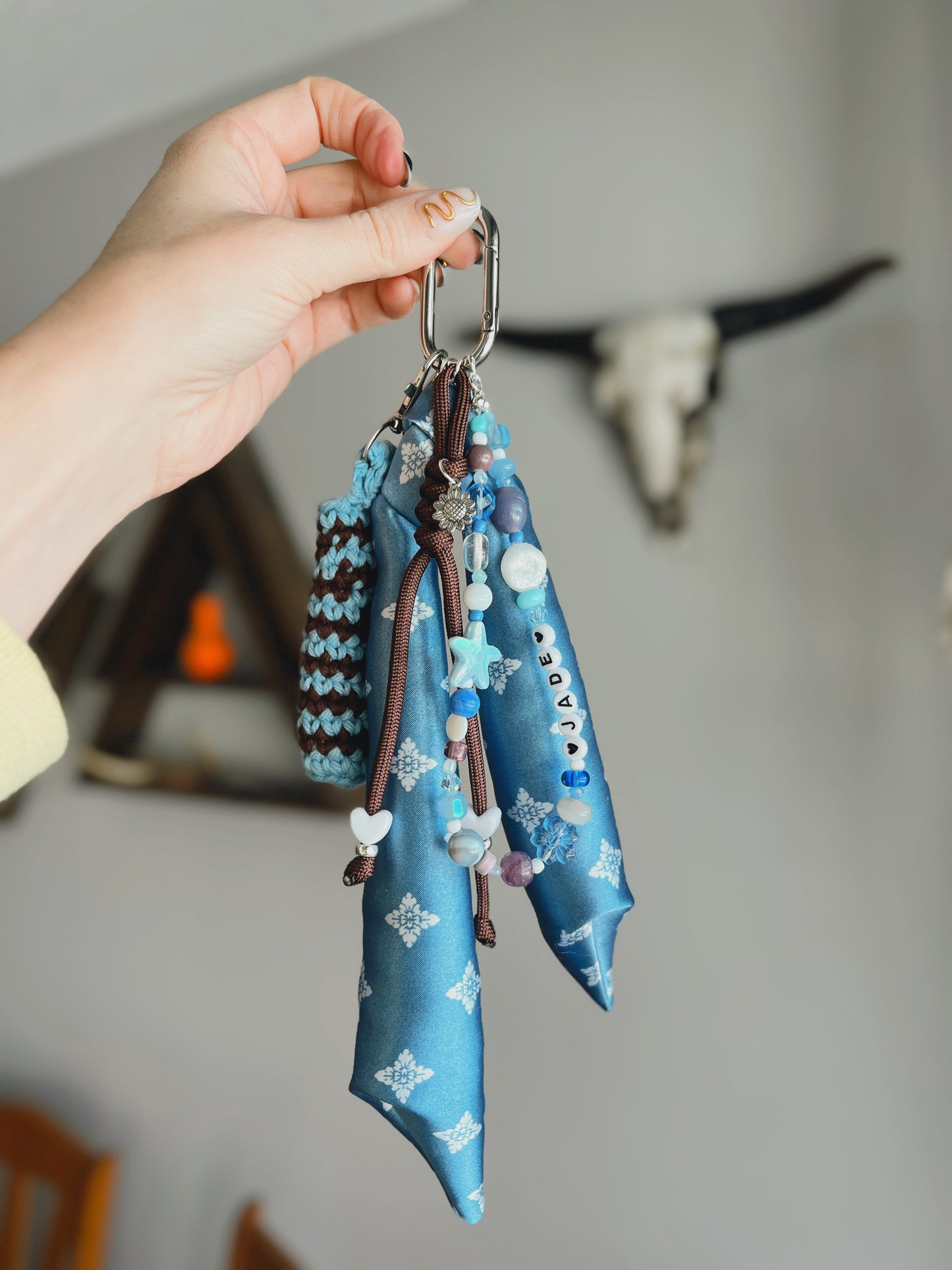 Scarf & Bead Layered Bag Charm | CUSTOM